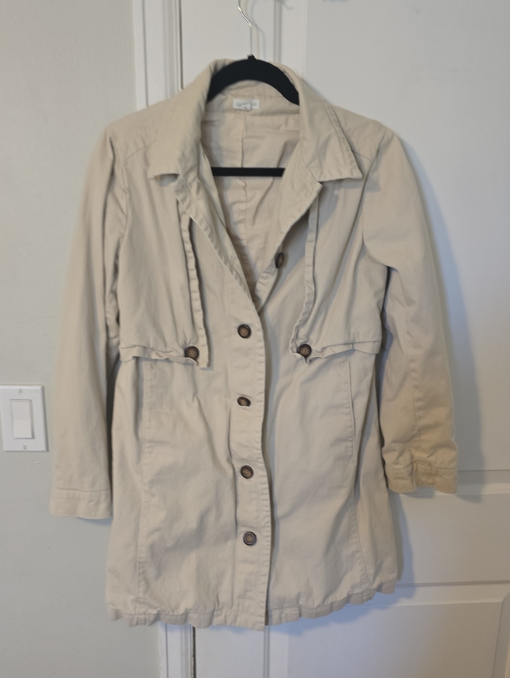 Garnet Hill Neutral Beige Utility Trench Coat